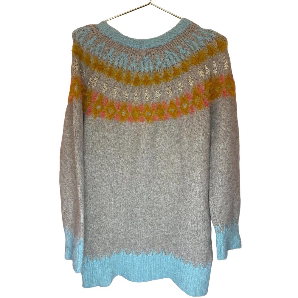Sleeping On Snow Sweater Size XS Anthropologie Wool Blue Gray Orange Pullover